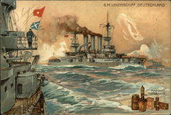 S.M. Linienschiff "Deutschland" Boats, Ships Postcard Postcard