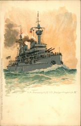 S.M. Panzerschiff 1.Cl. "Kaiser Friedrich III" Boats, Ships Postcard Postcard