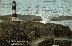 Folly Point Lighthouse Jamaica Postcard Postcard