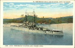 U.S.S. New Mexico in Gatun Lake, Panama Canal Postcard