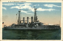 U.S.S. Battleship Virginia Battleships Postcard Postcard