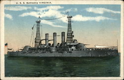 U.S.S. Battleship Virginia Battleships Postcard Postcard