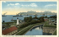 U.S. Battleship Fleet, Hampton Roads Old Point Comfort, VA Postcard Postcard