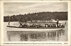 Steamer New Meadows Inn, Bound for New Meadows Inn at Head of New Meadows River, Maine Bath, ME Postcard Postcard