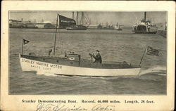 Stanley Demonstrating Boat, Record, 46,000 Miles, Length 28 Feet Postcard