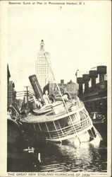 Steamer Sunk at Pier in Providence Harbor, R.I., the Great New England Hurricane of 1938 Rhode Island Postcard Postcard