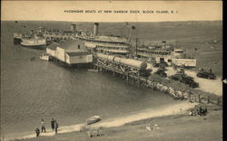 Passenger Boats at New Harbor Dock Block Island, RI Postcard Postcard