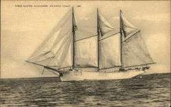 Three Masted Schooner, Atlantic Coast Postcard