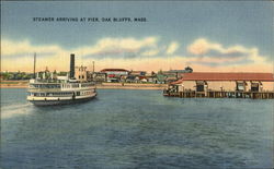 Steamer Arriving at Pier Oak Bluffs, MA Postcard Postcard