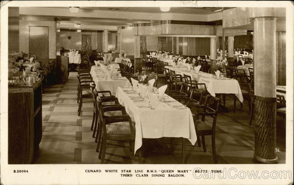 Queen Mary Third Class Dining Room