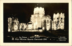 Ice Palace Night Scene, St. Paul Winter Sports Carnival, 1941 Minnesota Postcard Postcard