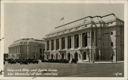 Veteran's Bldg. and Opera House; War Memorial Postcard