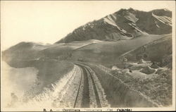 Cleared Train Tracks Through Snowy Mountains Postcard