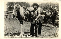 A West Texas Cow Girl Cowboy Western Postcard Postcard