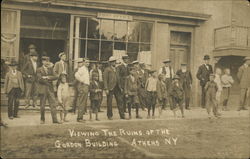 Viewing the Ruins of the Gordon Building Postcard