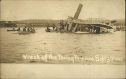 Wreck of the Young America, Sept. 3rd 1905 Athens, NY Disasters Postcard Postcard