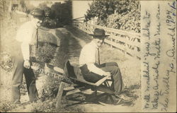 Two Men On Wheelbarrow Athens, NY Postcard Postcard