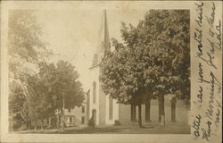 Street Scene with Trees, Church Athens, NY Postcard Postcard