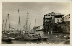 Boat Market, High Tide Panama Postcard Postcard