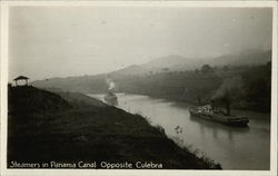 Steamers in Panama Canal Opposite Culebra Postcard Postcard