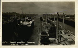 Locks Looking Towards Atlantic Entrance Boats, Ships Postcard Postcard