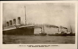 The S.S. Olympic Leaving Belfast for Liverpool The World's Biggest Ship Steamers Postcard Postcard