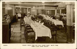 Third Class Dining Saloon, RMS Queen Mary Interiors Postcard Postcard