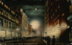 Fifth Avenue at Night Pittsburgh, PA Postcard Postcard