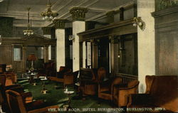 Hotel Burlington - The Red Room Iowa Postcard Postcard