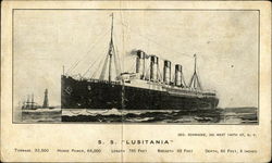 S.S. "Lusitania" Cruise Ships Postcard Postcard