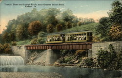 Trestle, Dam and Lehigh River Near Greater Island Park Easton, PA Postcard Postcard