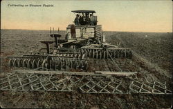 Cultivating on Western Prairie - Steam Tractor Farming Postcard Postcard