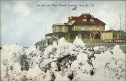 Ice Jam and Hotel Cornell Postcard