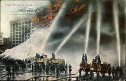 High Pressure in Action Firemen Postcard Postcard