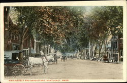 Main Street and Band Stand Nantucket, MA Postcard Postcard