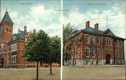 High School and West End School Paulding, OH Postcard Postcard