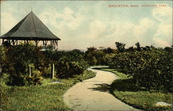 Highland Park Scene Brockton, MA Postcard Postcard