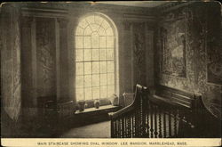 Lee Mansion - Main Staircase showing Oval Window Postcard