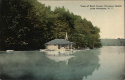 View of Boat House, Canopus Island Lake Mahopac, NY Postcard Postcard