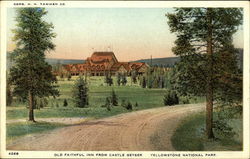 Old Faithful Inn From Castle Geyser, Yellowstone National Park Postcard Postcard