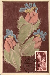 Pink, Blue and Yellow Flowers Stamp Maximum Cards Postcard Postcard