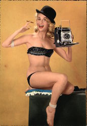 Pin-up Girl With Camera Swimsuits & Pinup Postcard Postcard