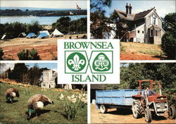 Brownsea Island, Poole Harbor, Dorset, The Camp Site, South Shore Lodge, The Tractor England Postcard Postcard