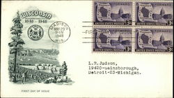 Wisconsin, 1848-1948, First Day of Issue First Day Covers First Day Cover First Day Cover