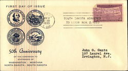 50th Anniversary of the Admission to Statehood of Washington, Montana, North Dakota, South Dakota First Day Covers First Day Cov First Day Cover