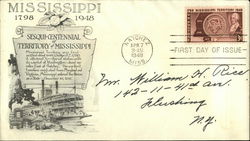 Sesqui-Centennial Territory of Mississippi 1798 1948 First Day Covers First Day Cover First Day Cover