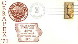 Cerapex '71, Cedar Rapids Stamp Club 40th Anniversary, September 18-19 1971 First Day Cover