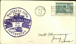 Prairidrama, Waterloo, Iowa, Centennial, 1854-1954 June 20-26 First Day Covers First Day Cover First Day Cover