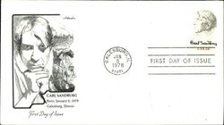 First Day of Issue, Carl Sandburg, Born January 6, 1878, Galesburg, Illinois First Day Covers First Day Cover First Day Cover