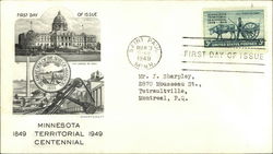 First Day of Issue, 1849 1949 Minnesota Territorial Centennial First Day Covers First Day Cover First Day Cover